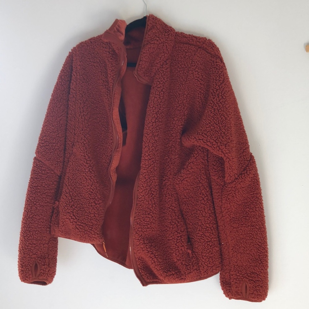 Sherpa Zip-Up Orange Jacket